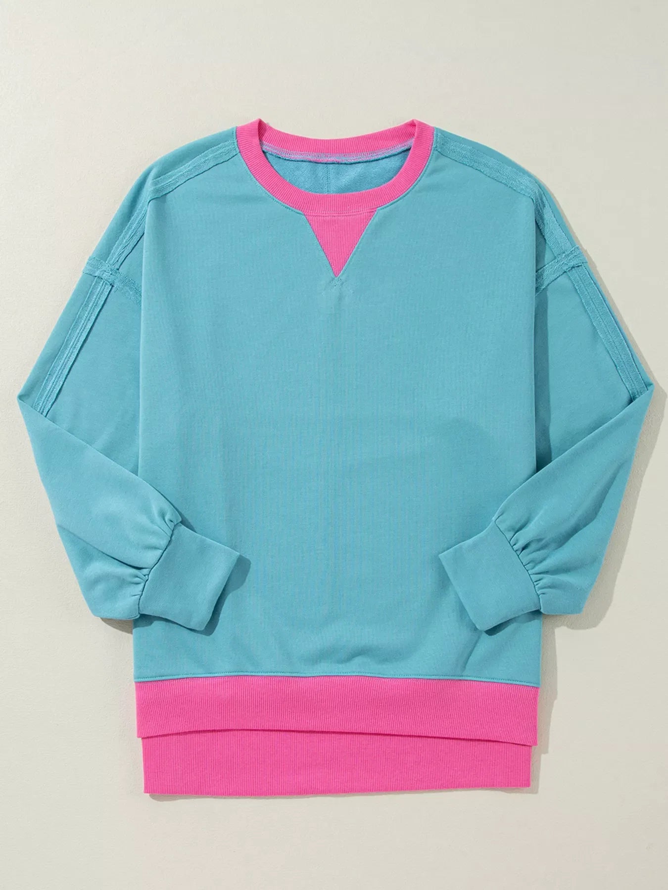Colorblock Patchwork Crew Neck Loose Sweatshirt