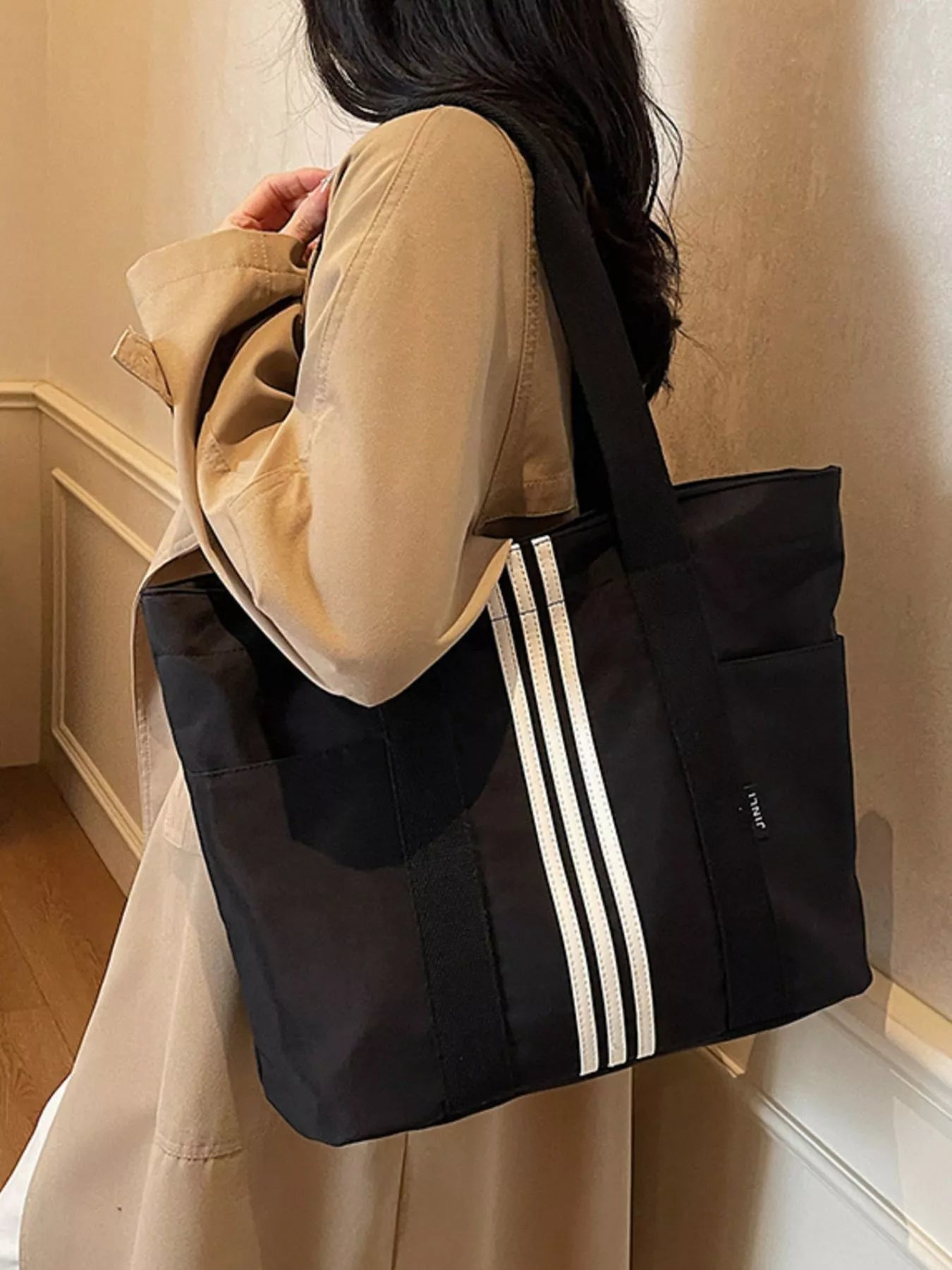 Lightweight Striped Tote Bag