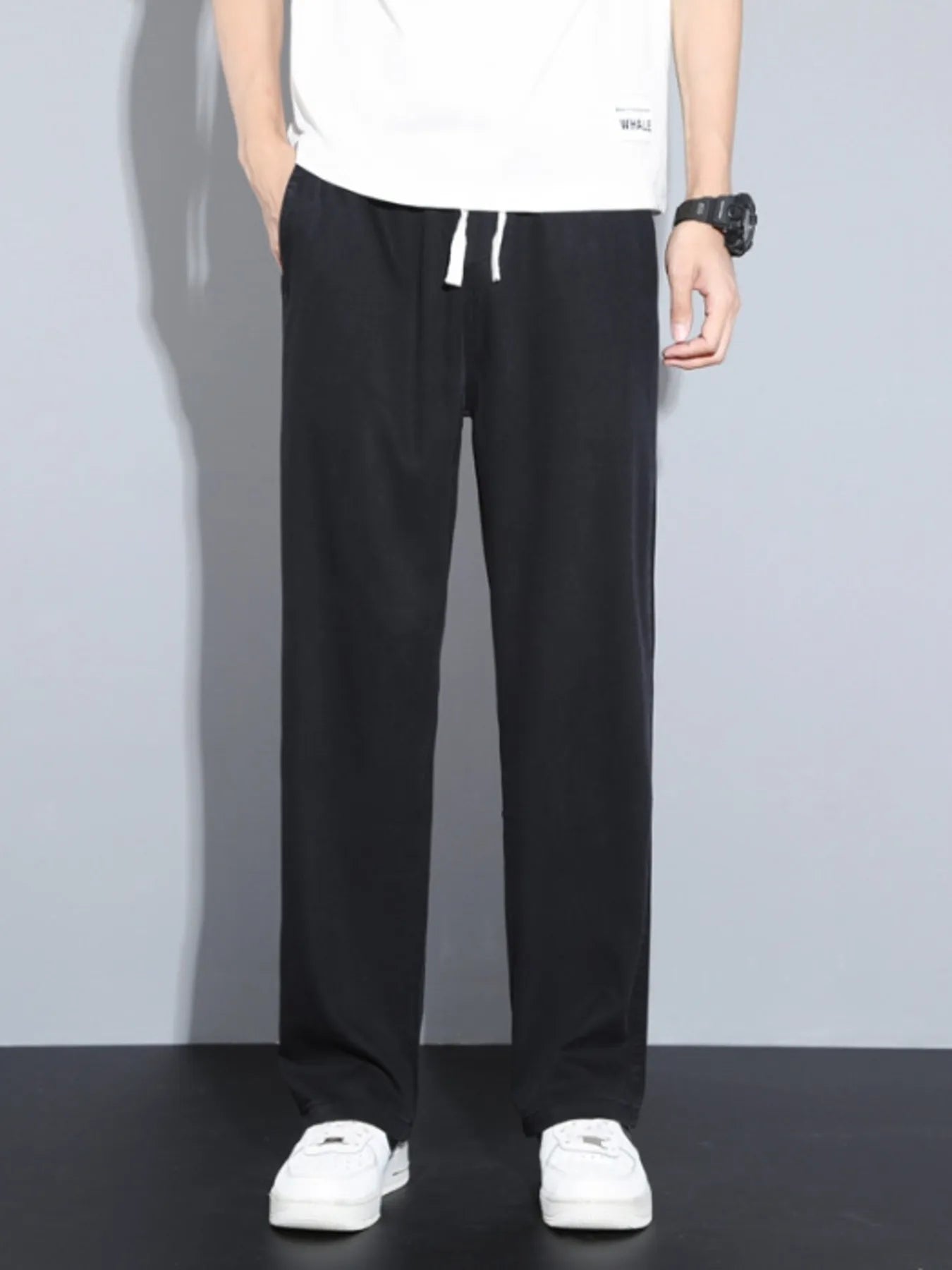 Men's Plus Size Casual Wide Leg Drawstring Pants