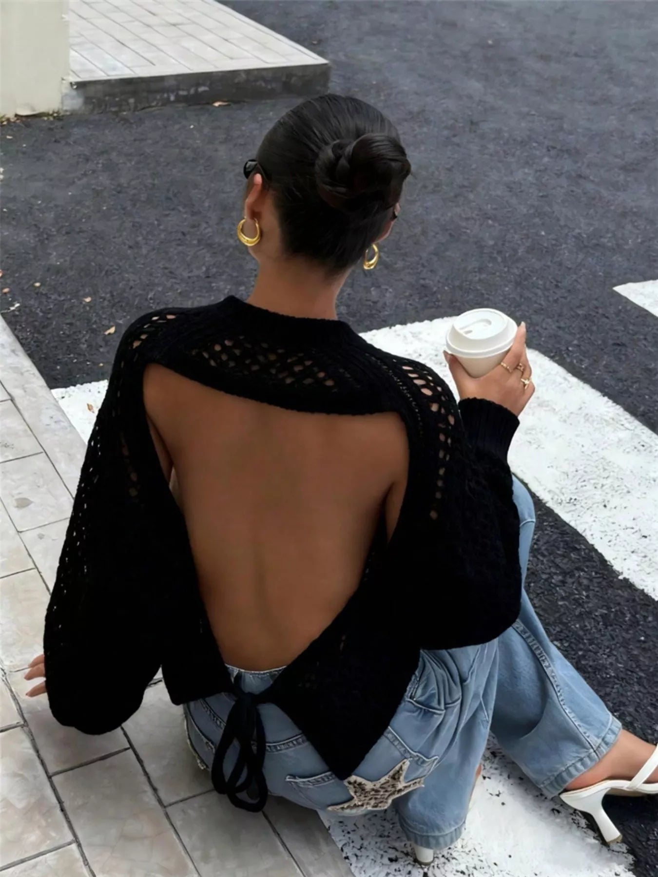 Crochet Knit Raglan Sleeve Sweater
