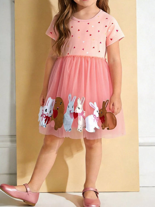 Children's Bunny Applique Tulle Dress