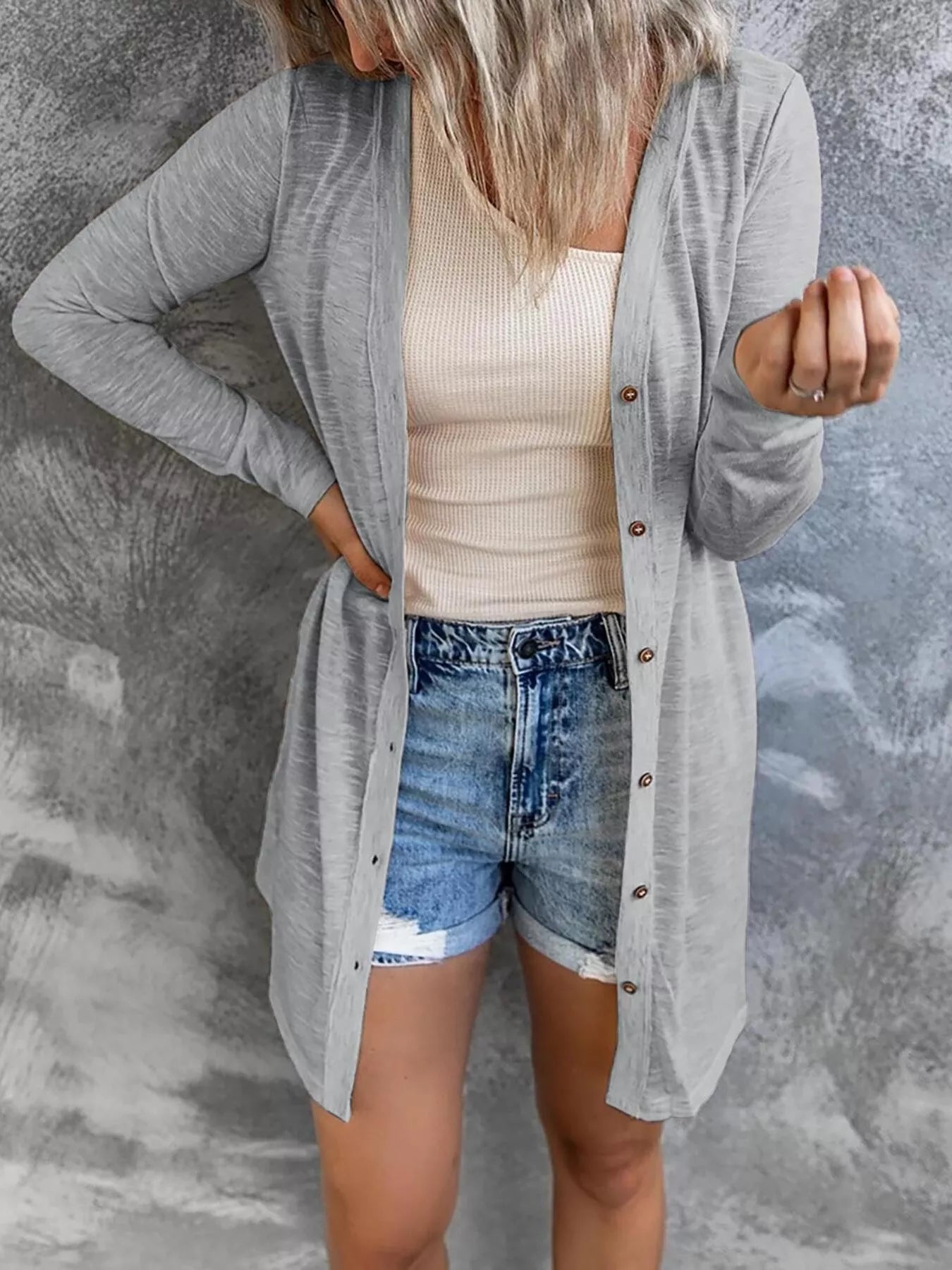 Full Size Lightweight Button-Up Cardigan Plus Size