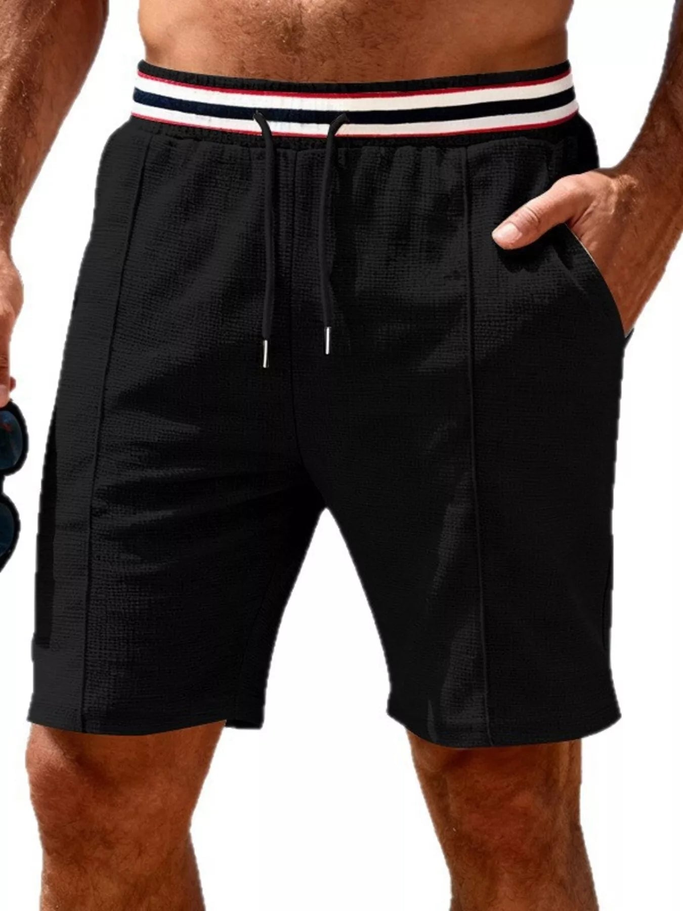 Men's Full Size Casual Textured Drawstring Shorts Plus Size