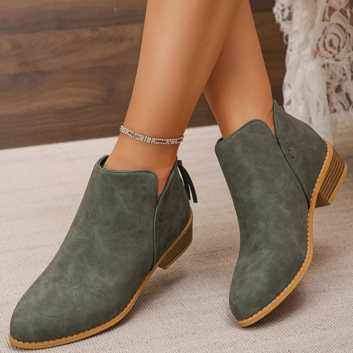 Point Toe Block Heels Boots