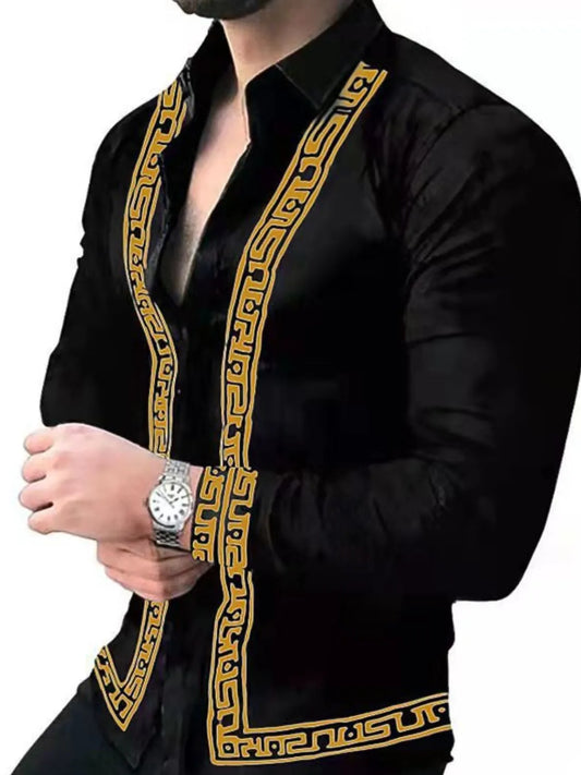 Men's Full Size Stand Collar Long Sleeve Shirt Plus Size