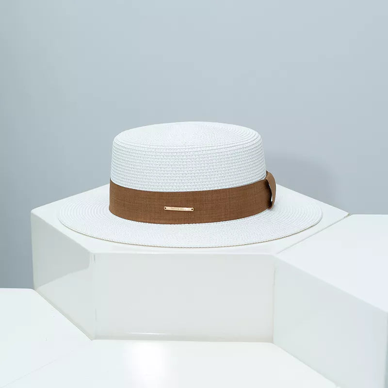 Straw Boater Hat with Ribbon