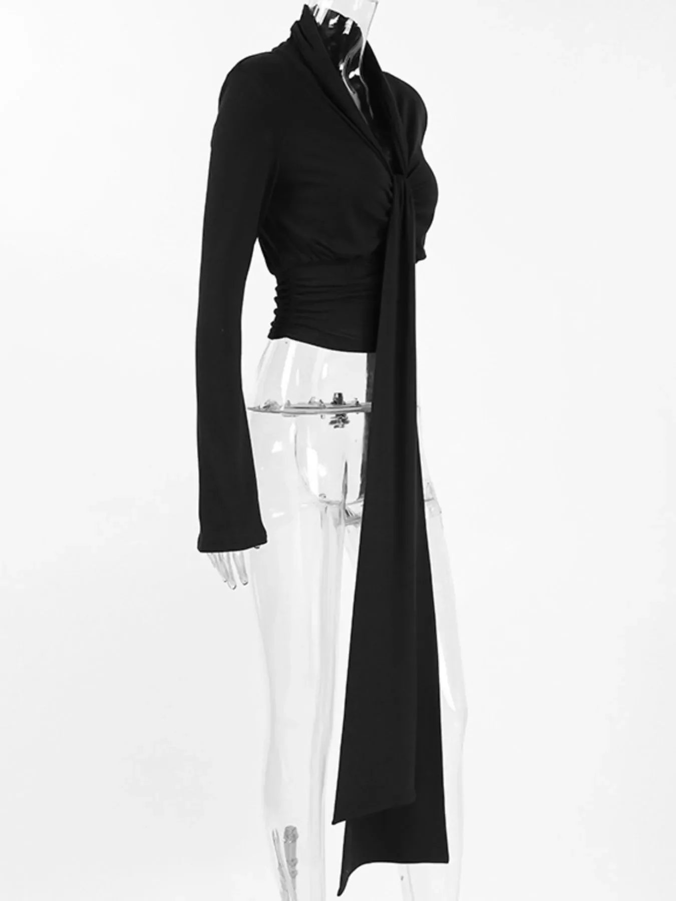 Front Tie Detail Flare Sleeve Blouse