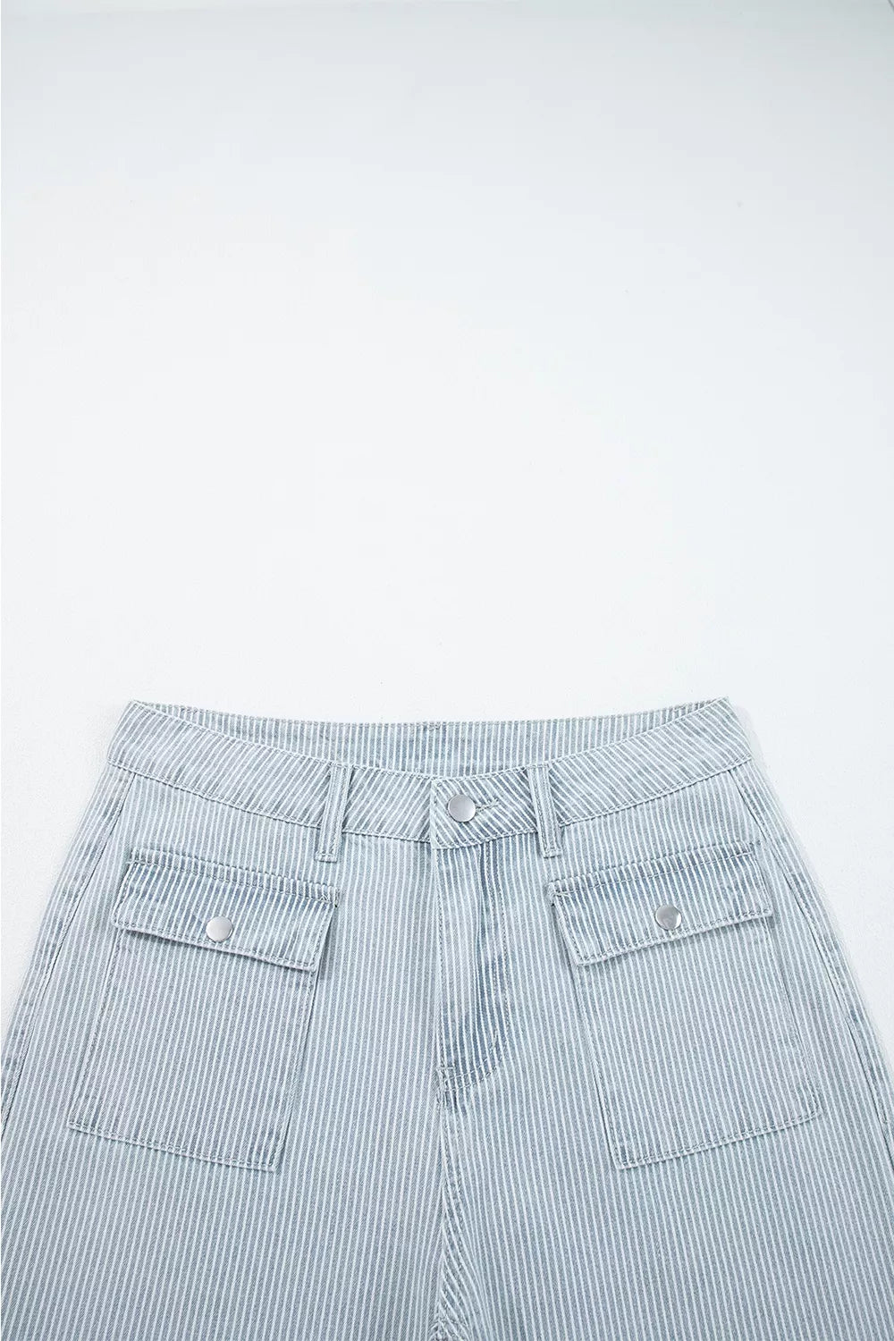 Striped Wide-Leg Cropped Jeans