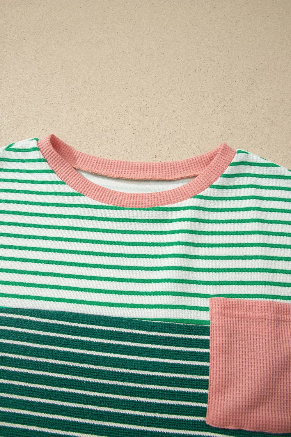 Stripe Contrast Print Color Block Detail Relaxed Tee
