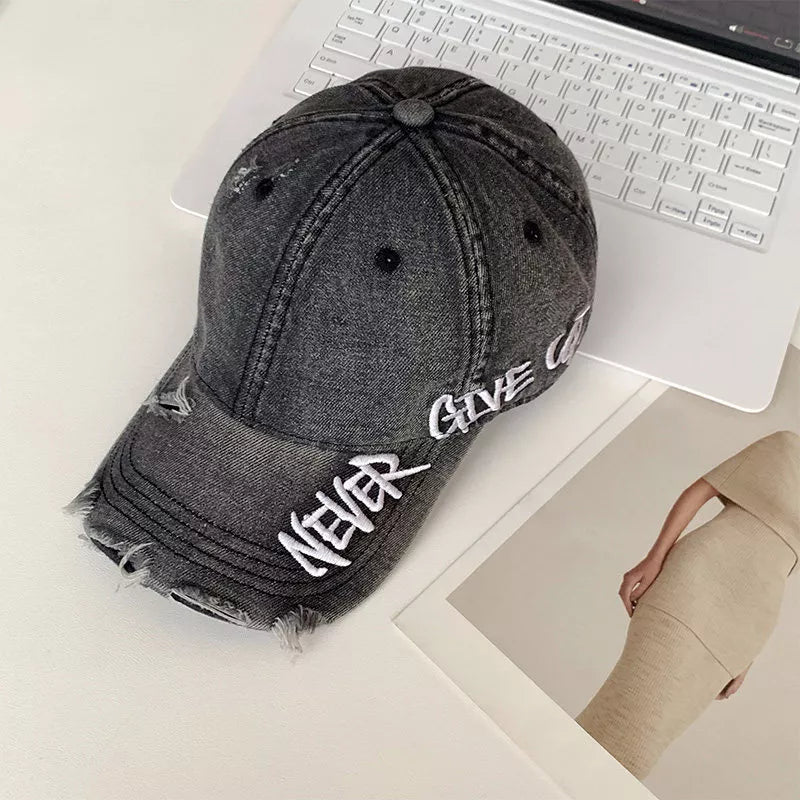 Distressed Embroidered Baseball Cap