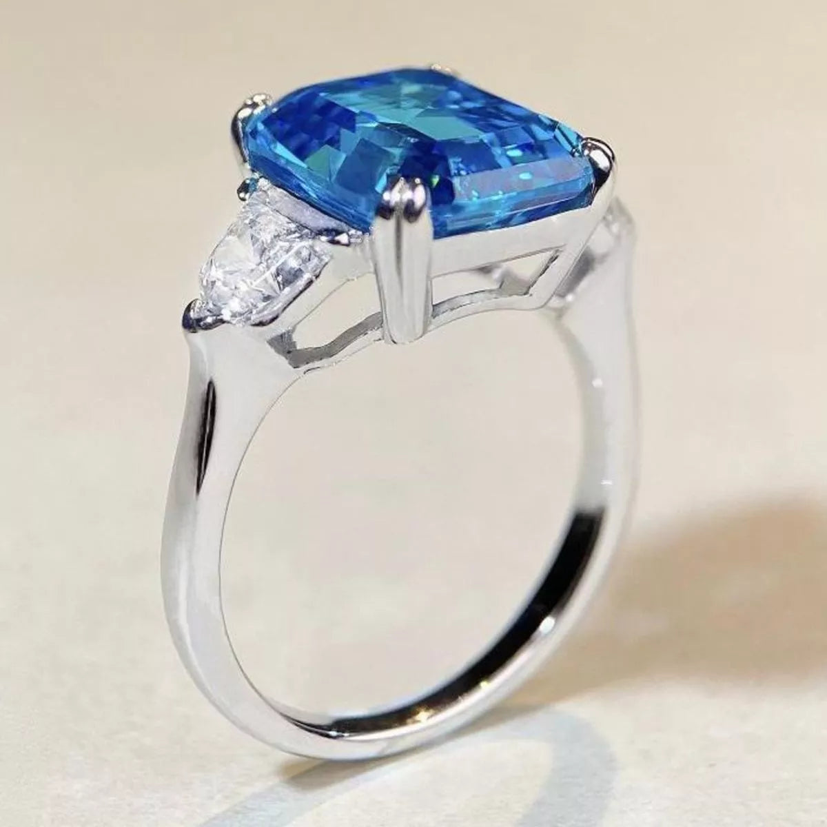 925 Sterling Silver Zircon Square Ring