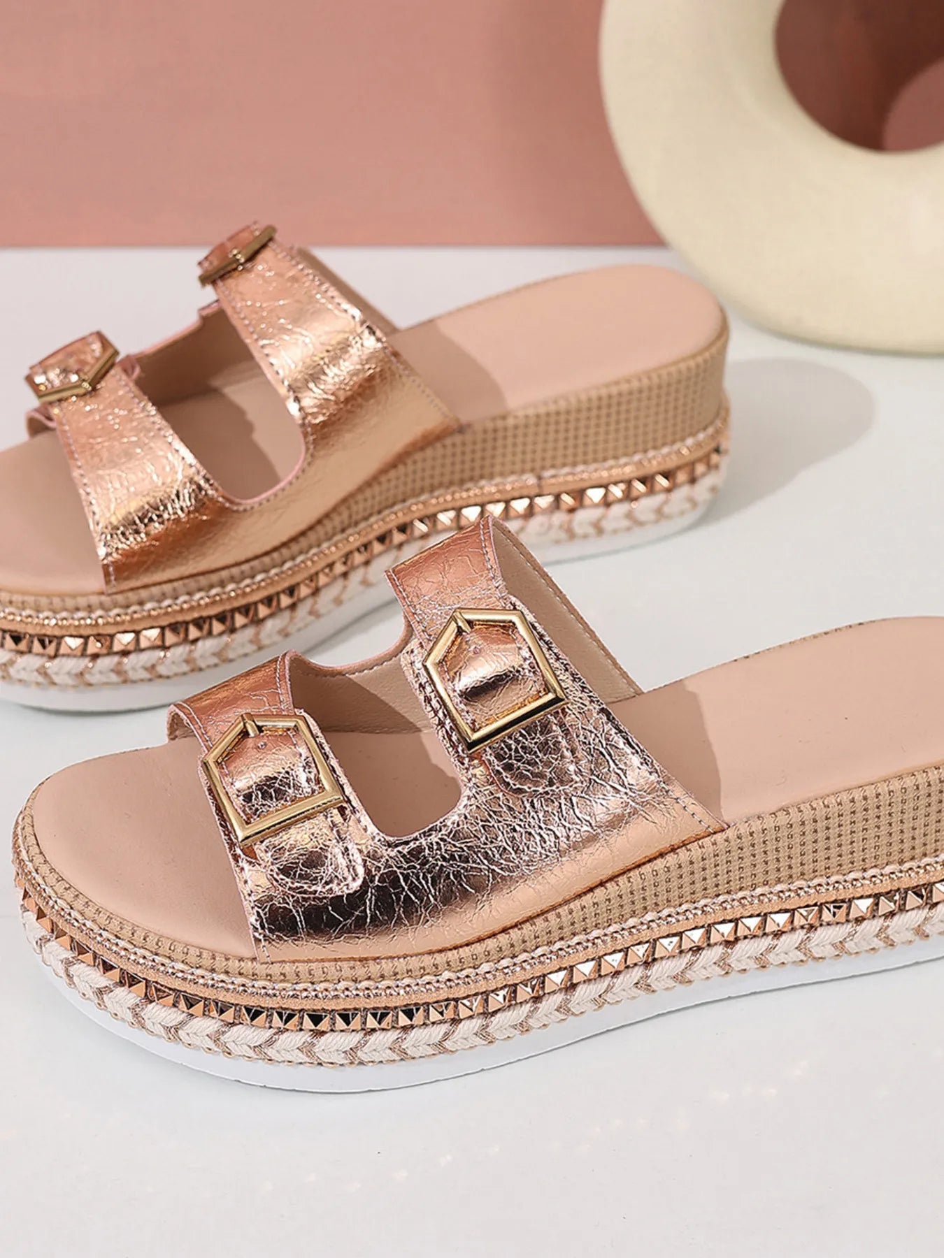 Platform Double Buckle Sandals