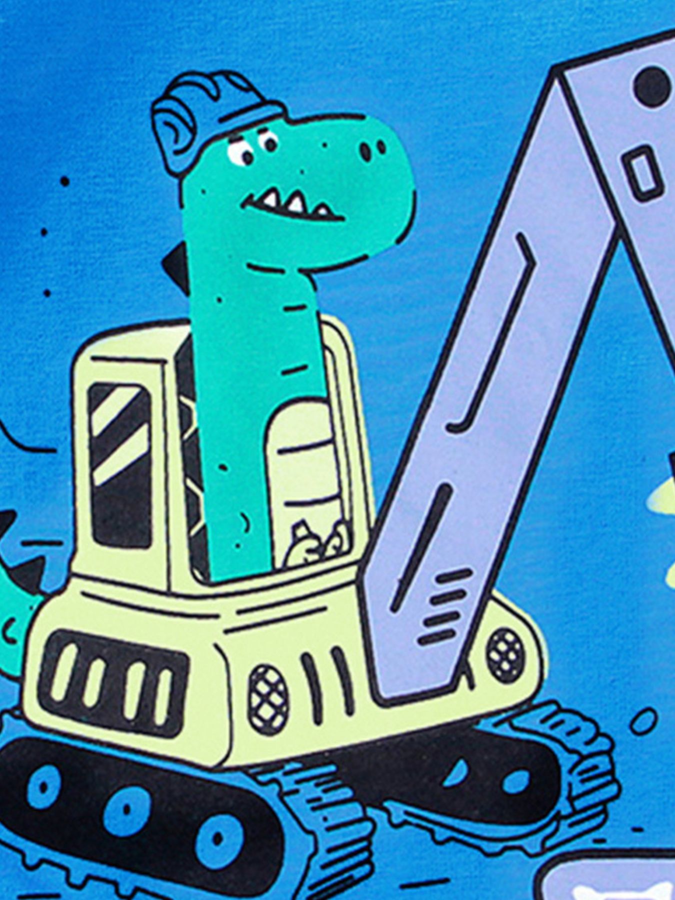 Children's Dinosaur Excavator Graphic Crew Neck Short Sleeve T-Shirt