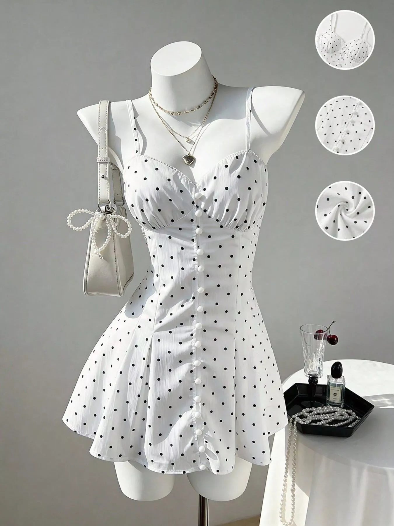 Polka Dot Spaghetti Strap Mini Dress