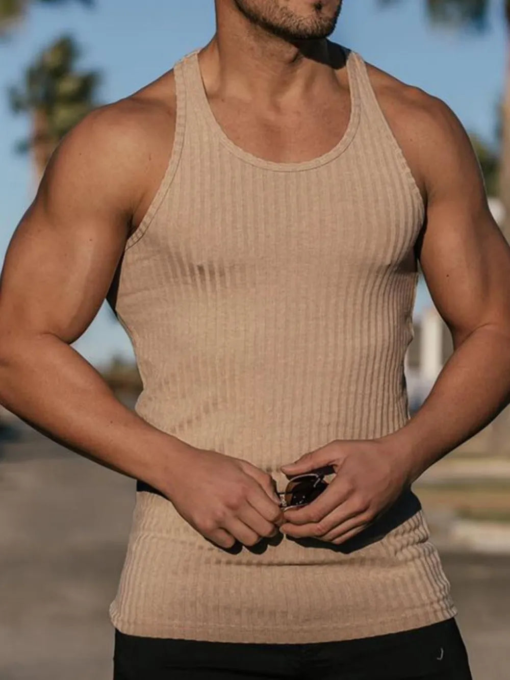 Men's Plus Size Round Neck Wide Strap Tank