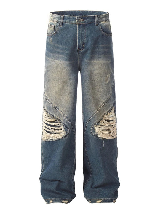 Men's Distressed Wide Leg Jeans