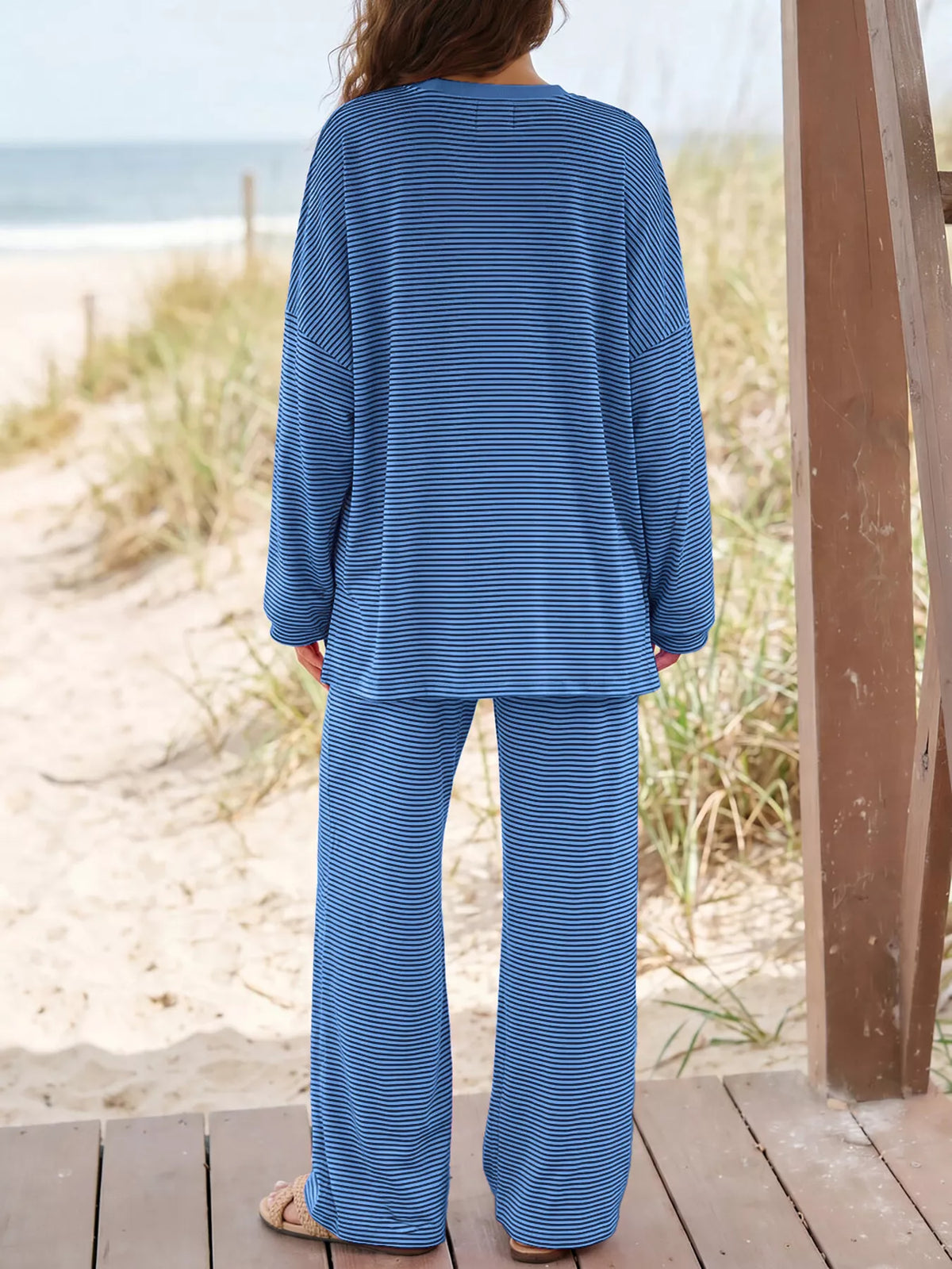 Striped Long Sleeve Top and Pants Set