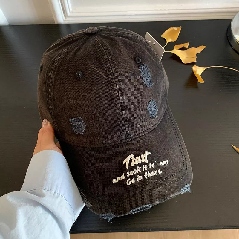 Distressed Embroidered Baseball Cap