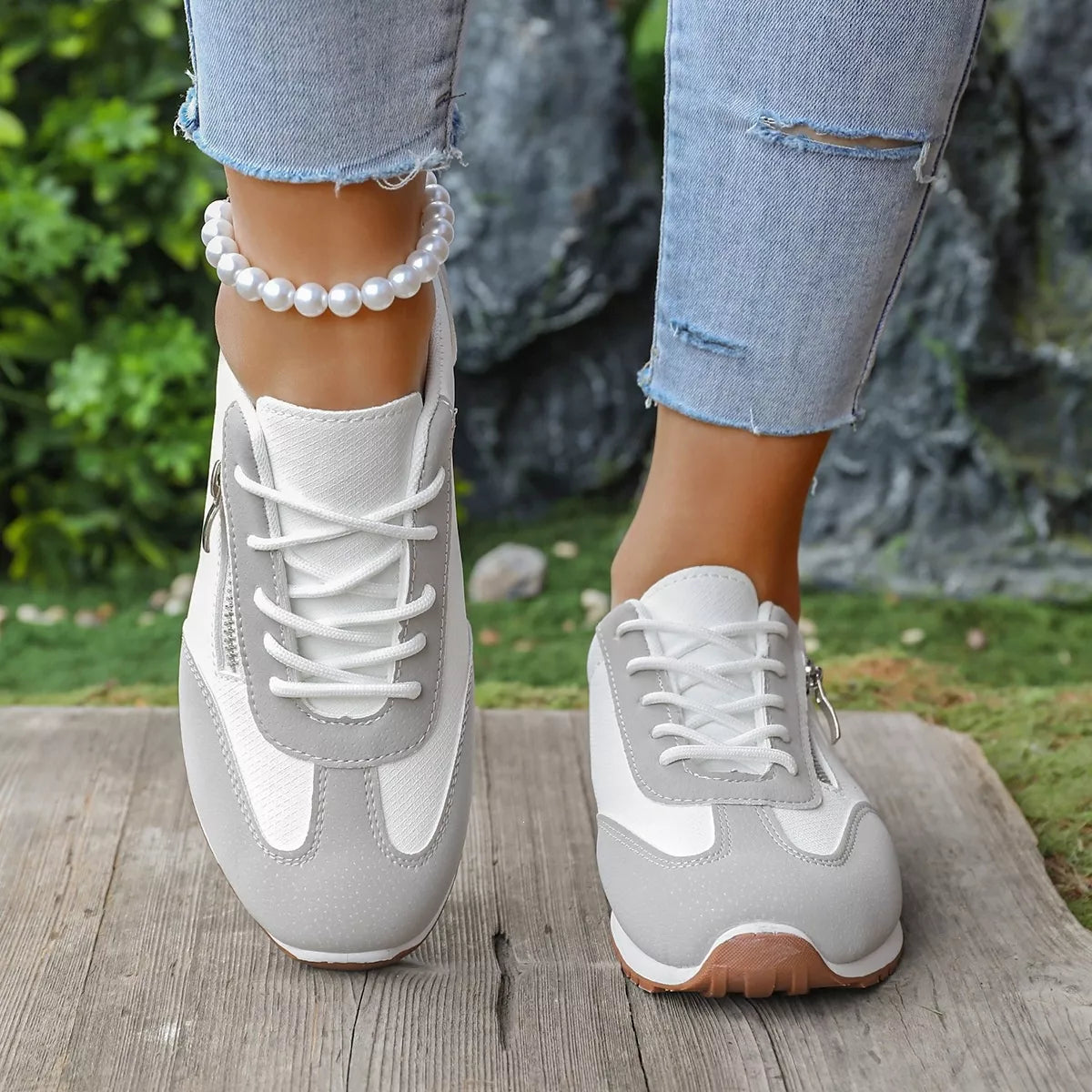 Round Toe Lace Up Sneakers