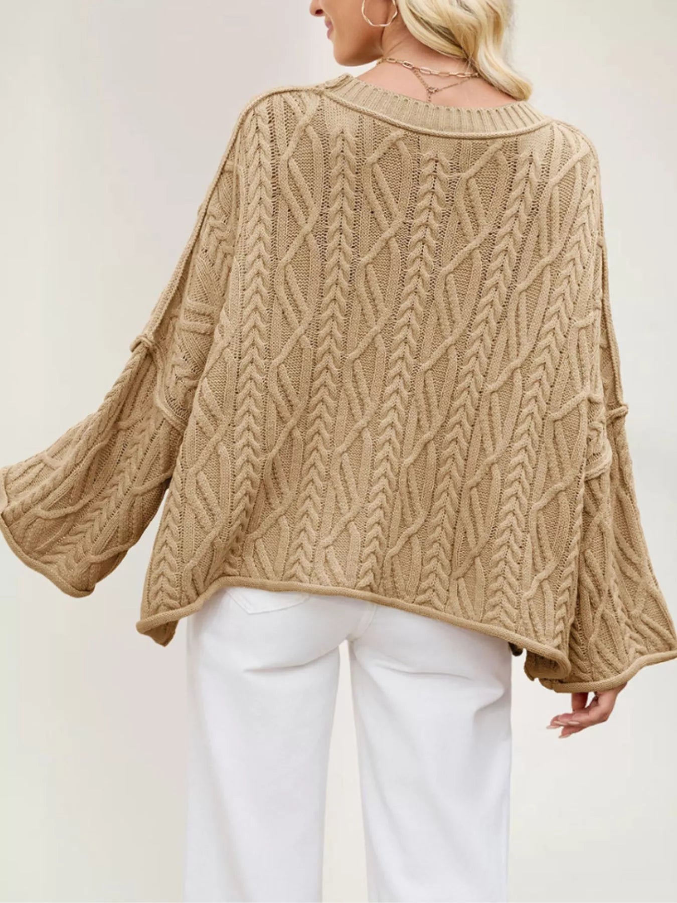 Cozy Cable Knit Drop Shoulder Oversize Sweater