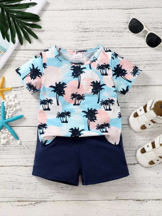 Children's Tropical Palm Tree Print Outfit Set