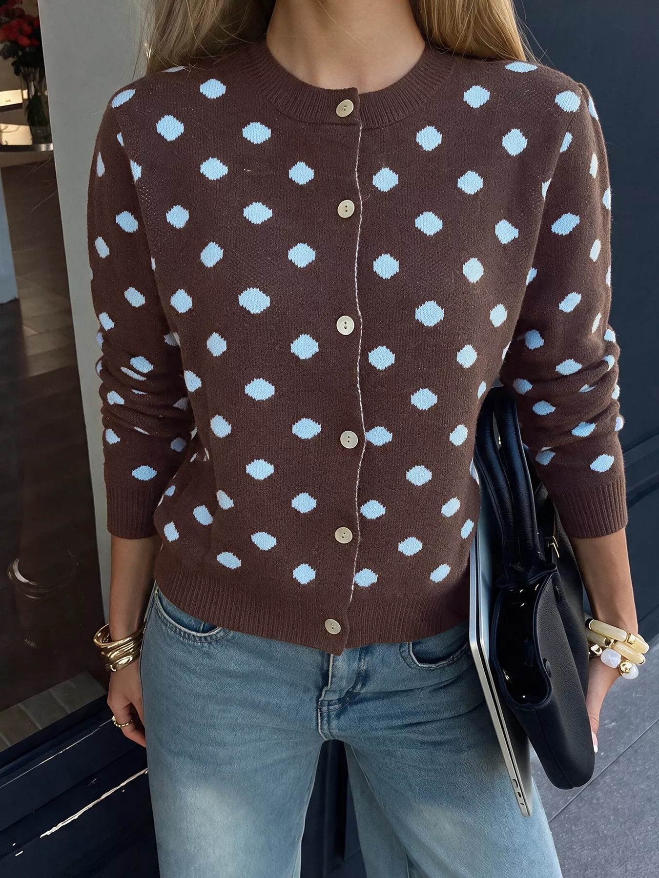 Polka Dot Button Up Cardigan