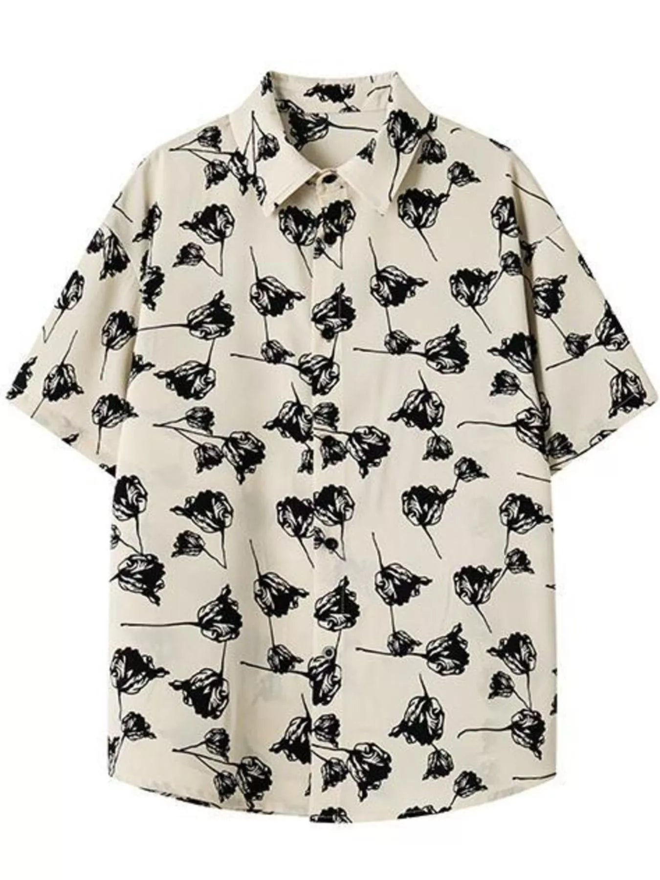 Men's Plus Size Printed Button Up Short Sleeve Shirt