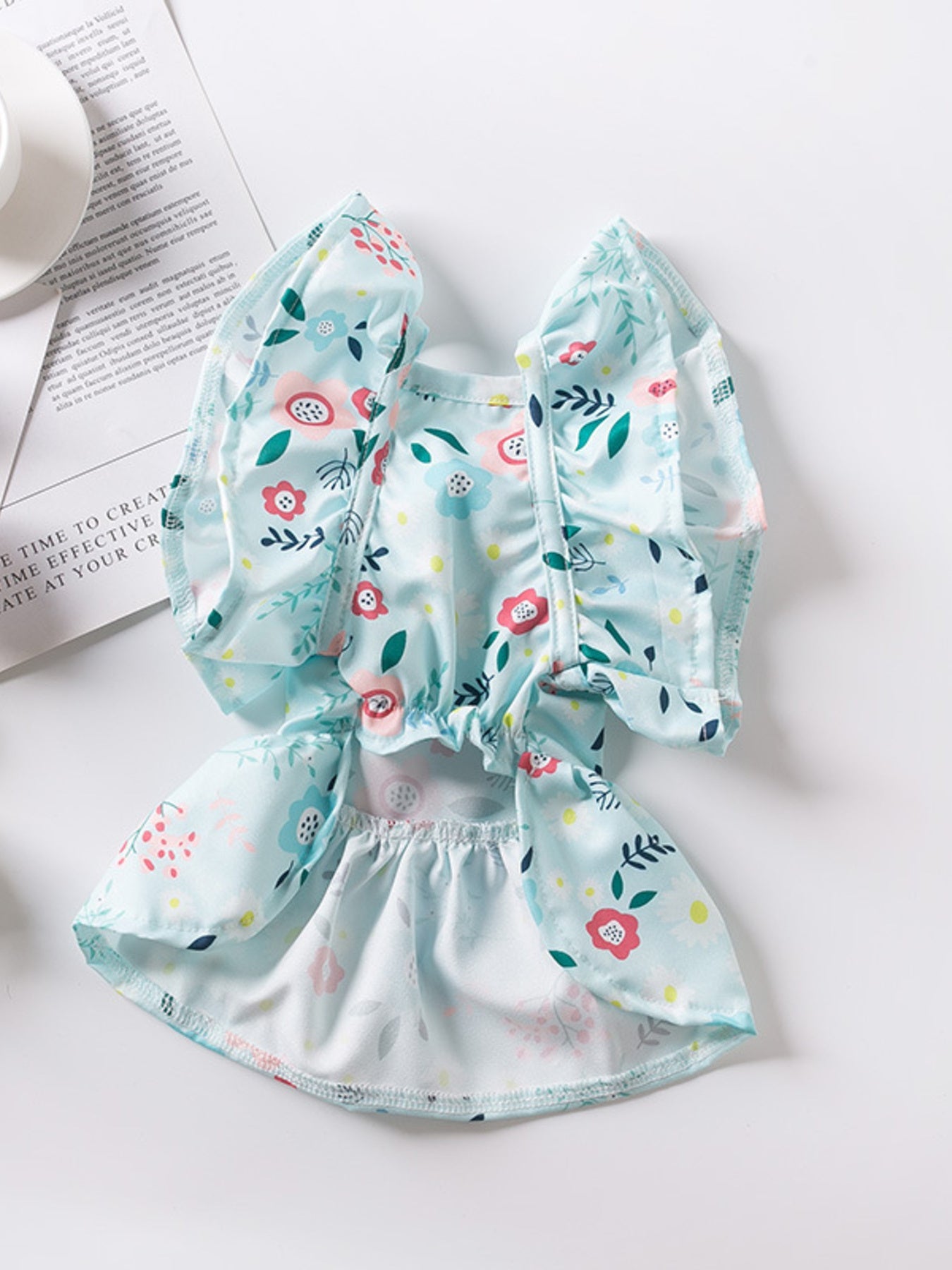 Floral Print Bow Decor Pet Dress