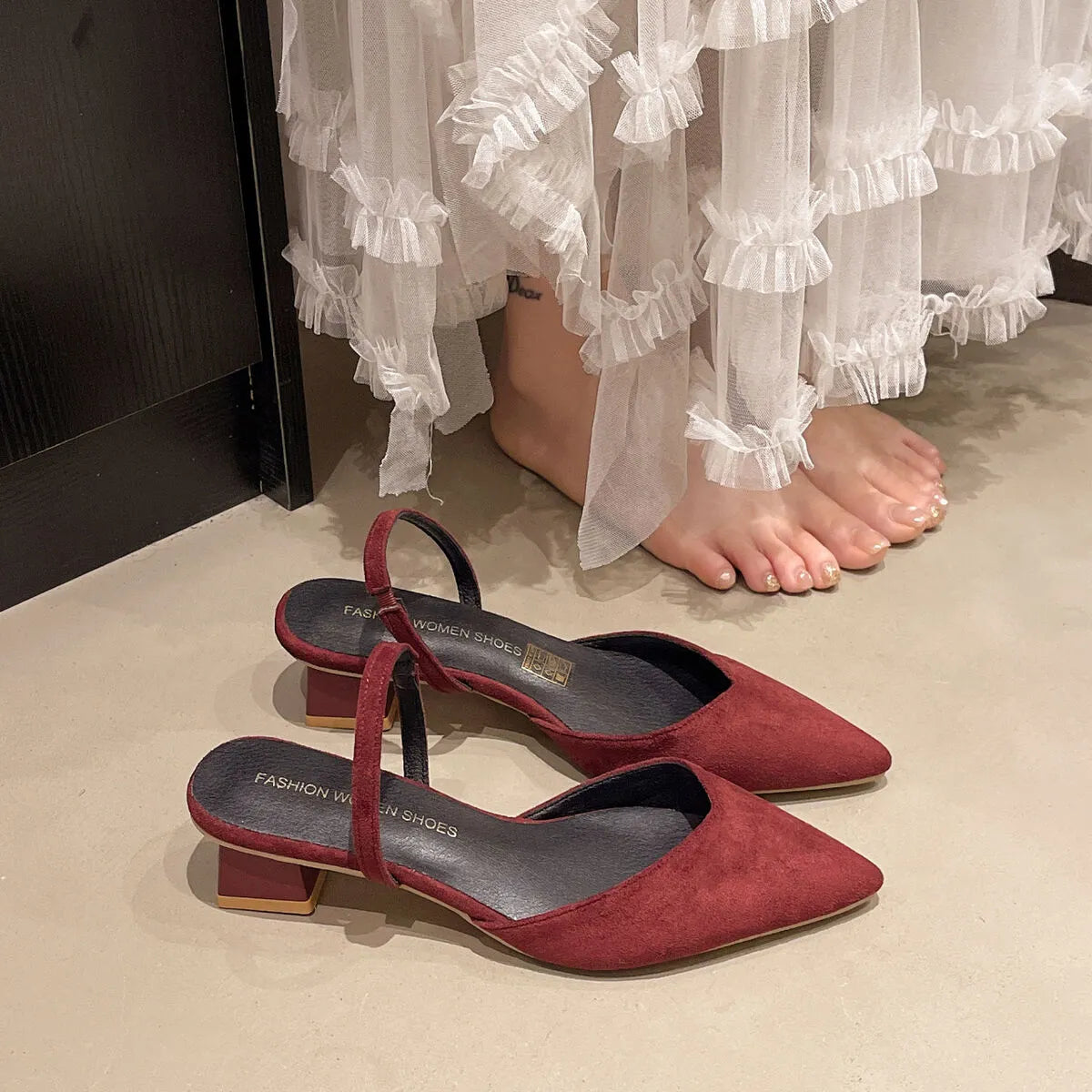 Point Toe Block Heels Sandals