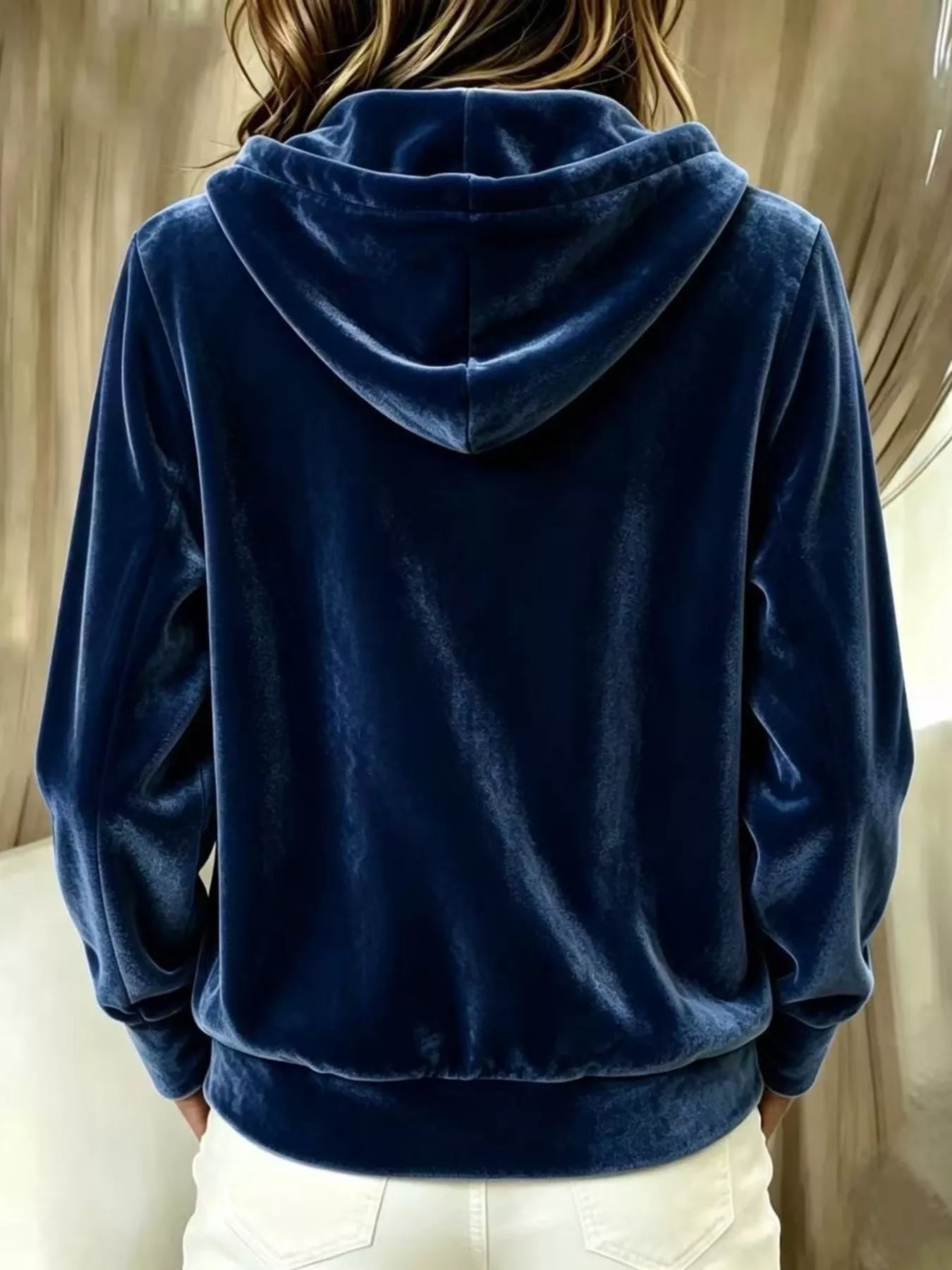 Full Size Velvet Button-Down Hooded Outerwear Plus Size