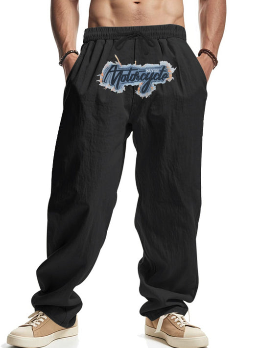 Men's Full Size Drawstring Letter Casual Pants Plus Size