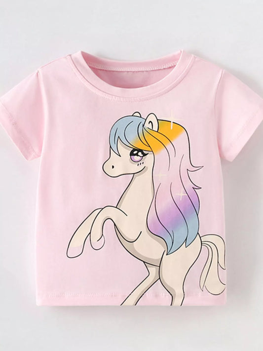 Children's Cute Unicorn Graphic Short Sleeve T-Shirt