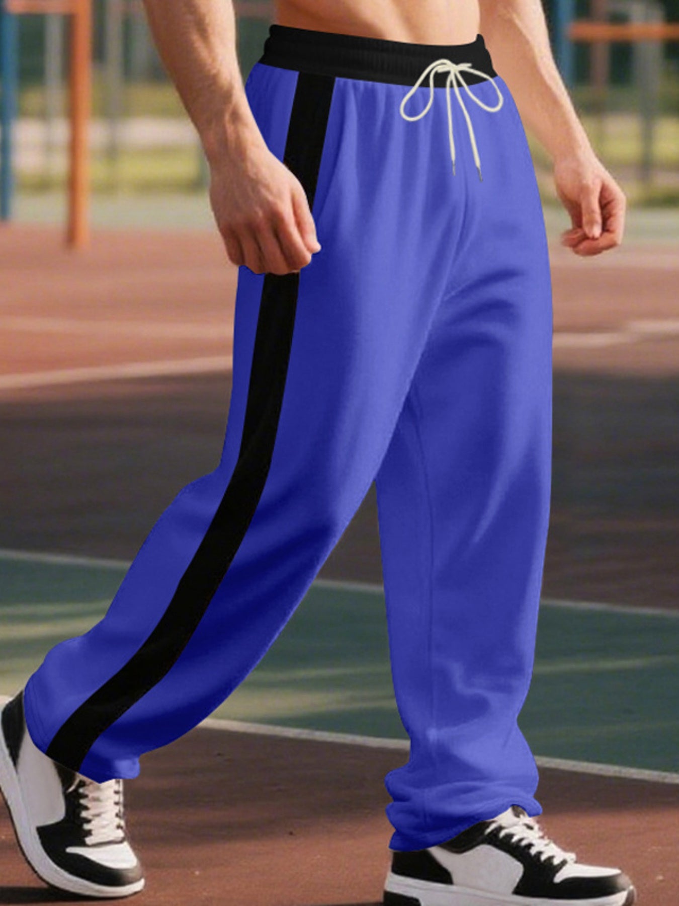 Men's Full Size Side Stripe Wide Leg Pants Plus Size