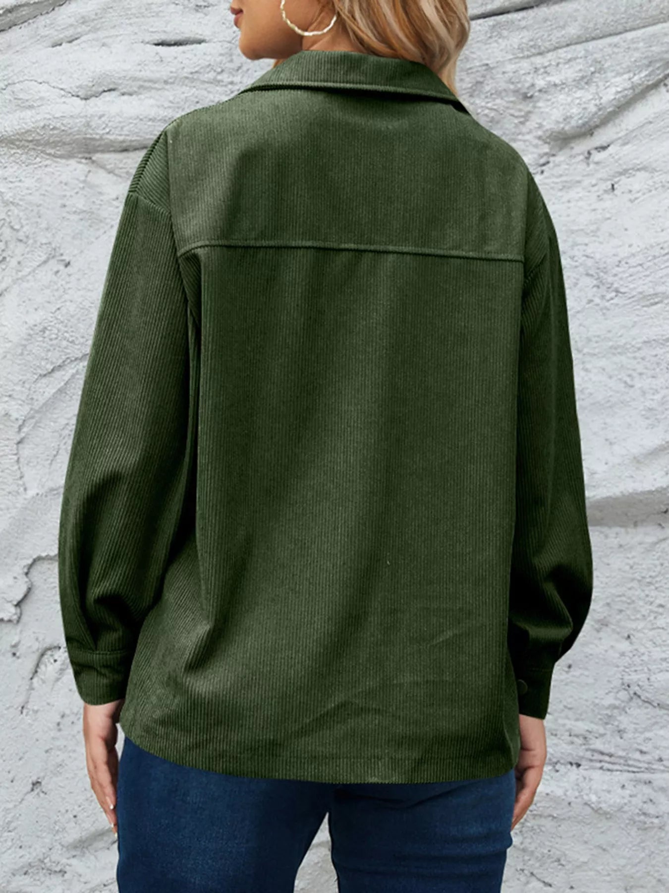 Corduroy Button-Down Shirt with Chest Pockets