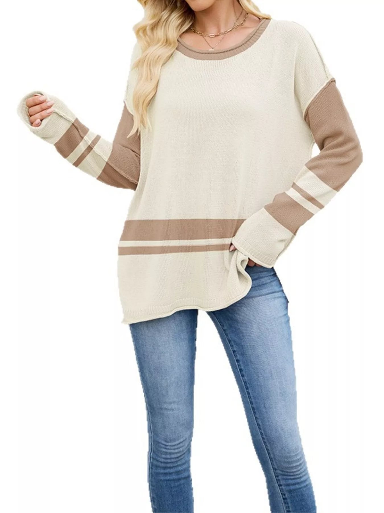 Striped Dropped Shoulder Sweater