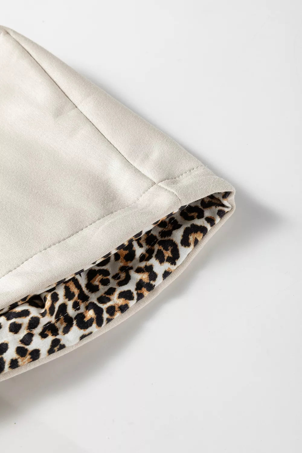 Leopard Print Lined Hoodie with Drawstring
