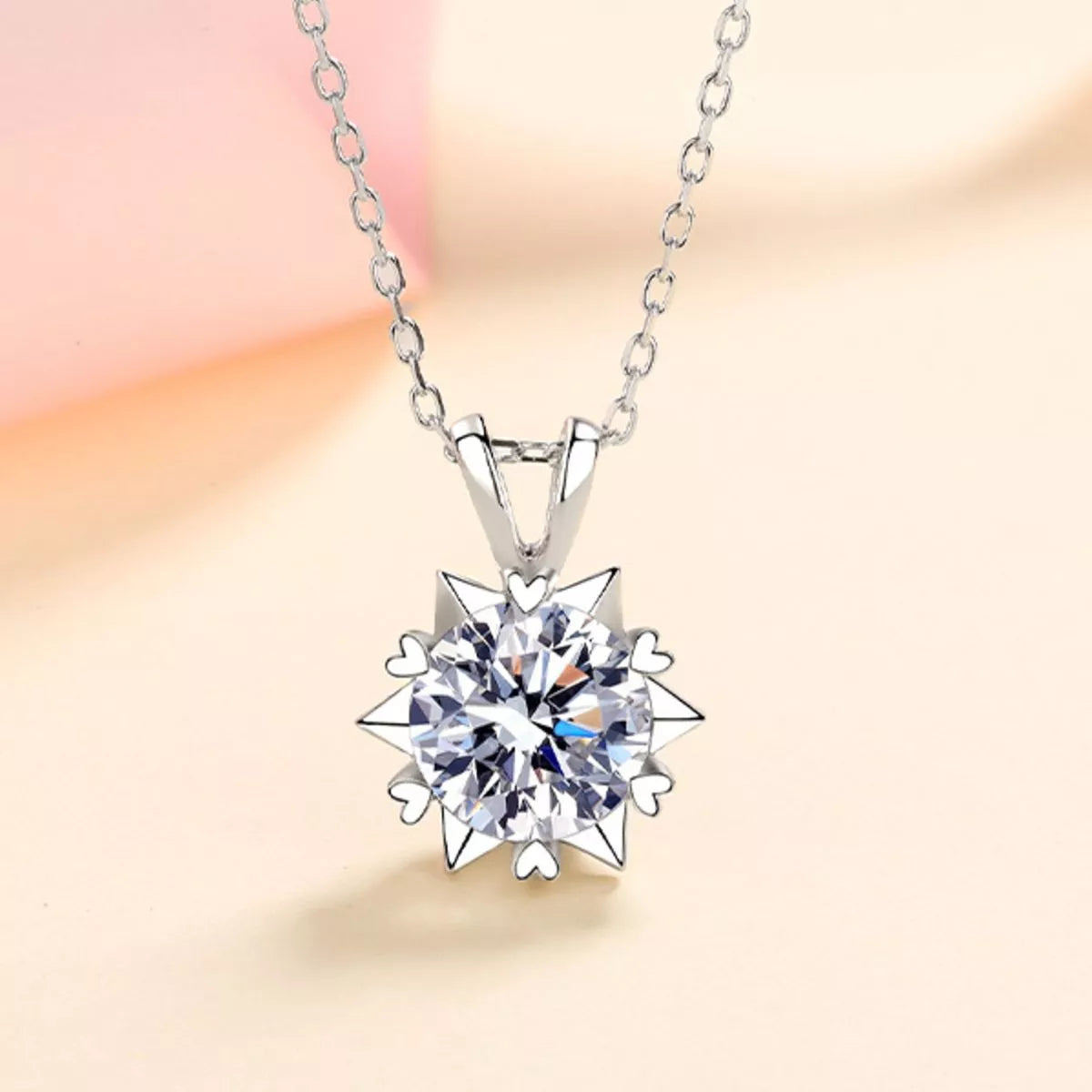 1 Carat 925 Sterling Silver Moissanite Pendant Necklace