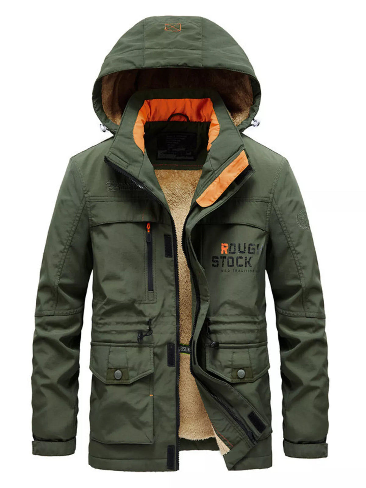 Men's Plus Size Zip Up Warm Hooded Parka Jacket