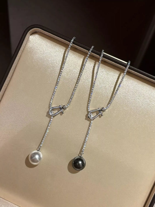 Alloy Pearl Drop Y-Necklace