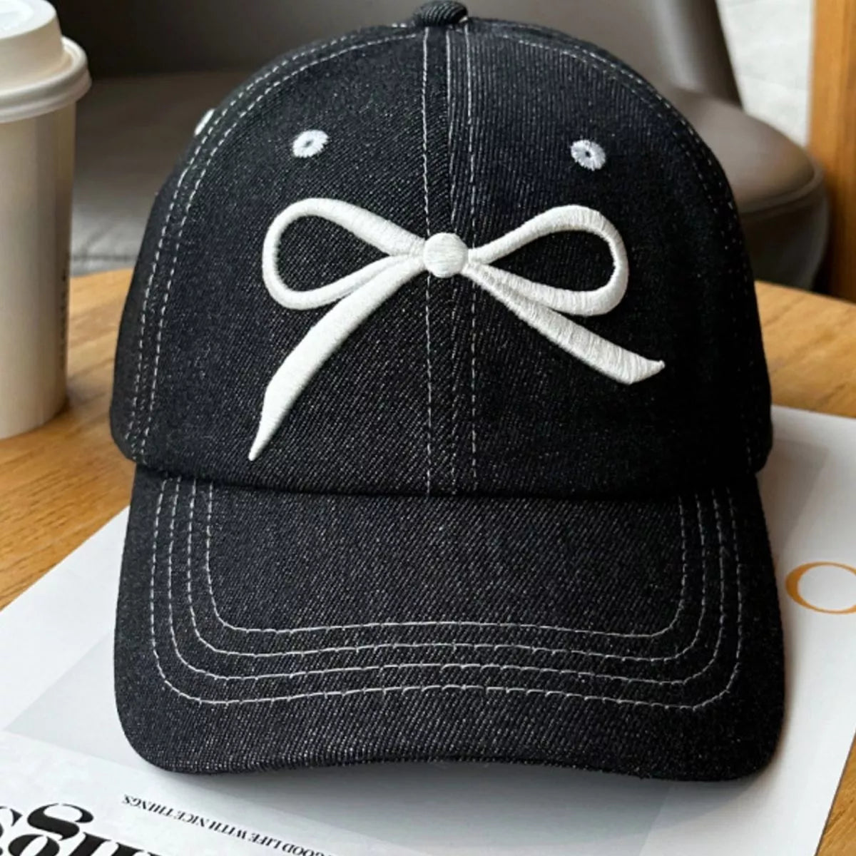 Bow Embroidered Baseball Cap