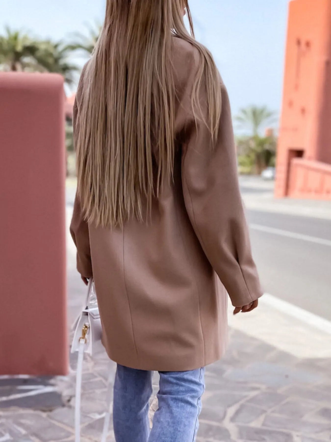 Full Size Double-Breasted Wool Coat Plus Size