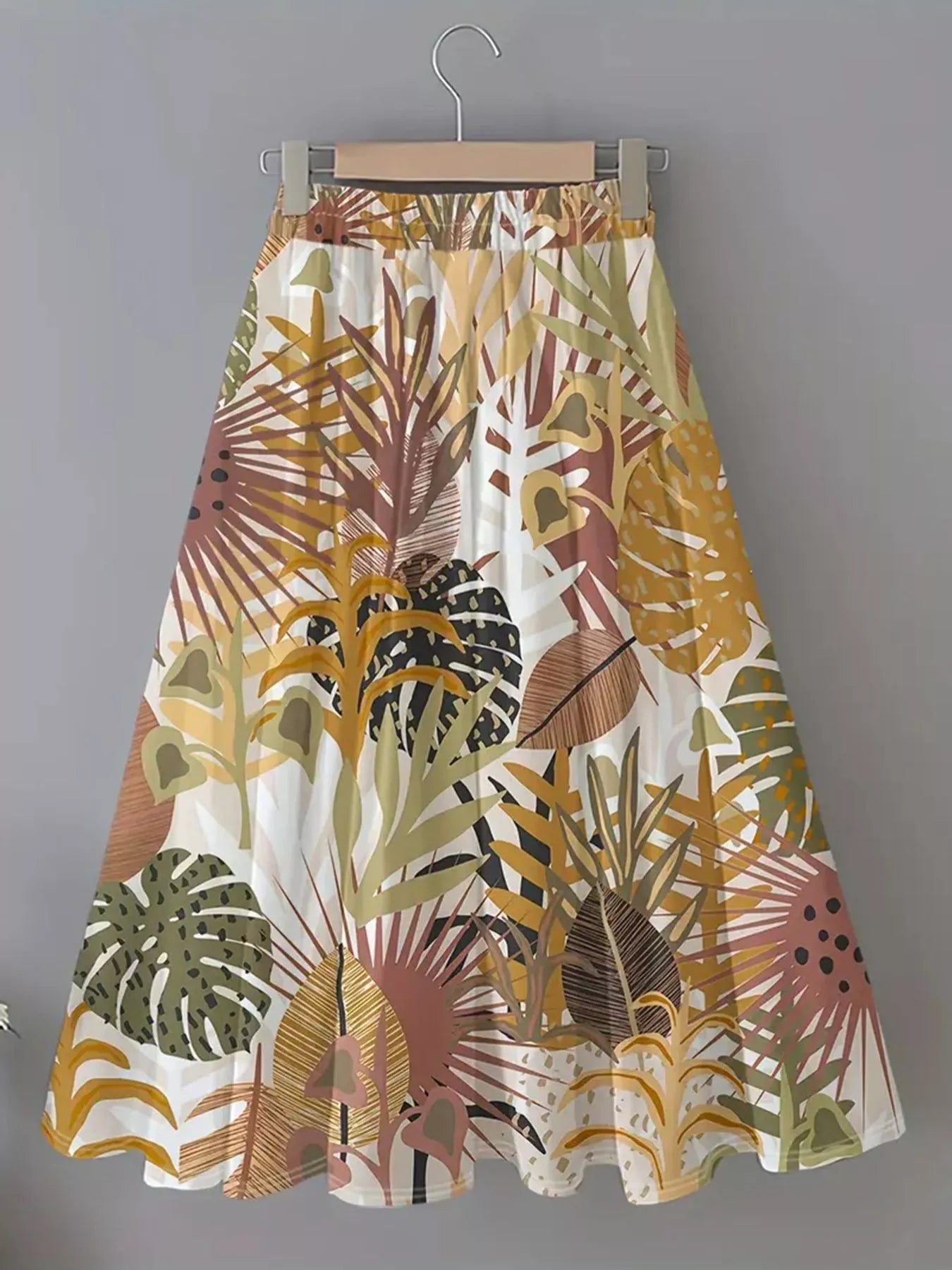 Printed Elastic Waist Skirt