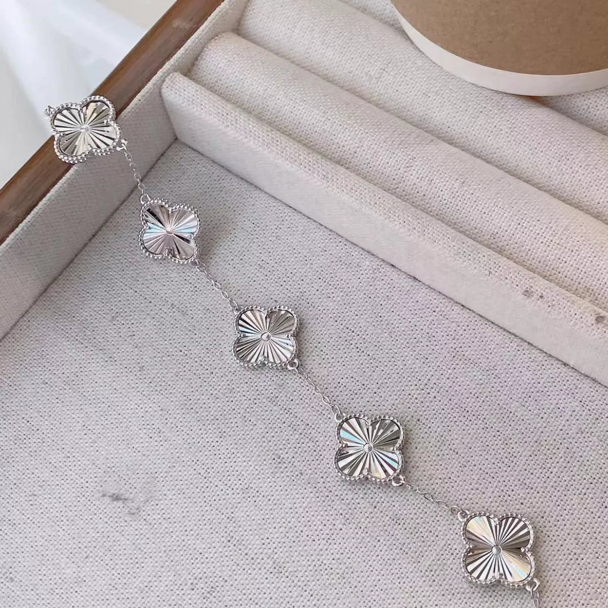 925 Sterling Silver Chain Four Leaf Clover Bracelet