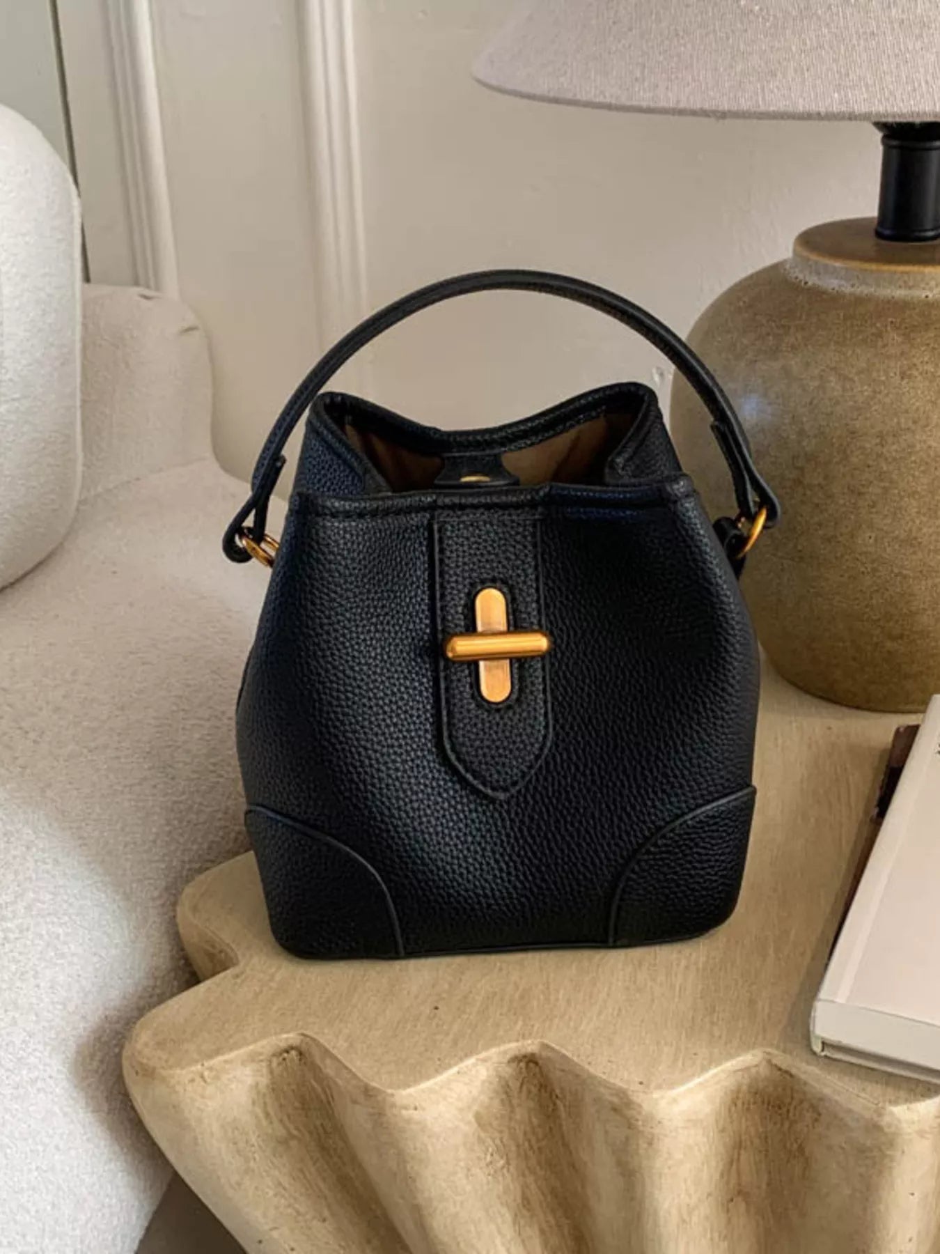 Bucket Style Leather Crossbody Bag