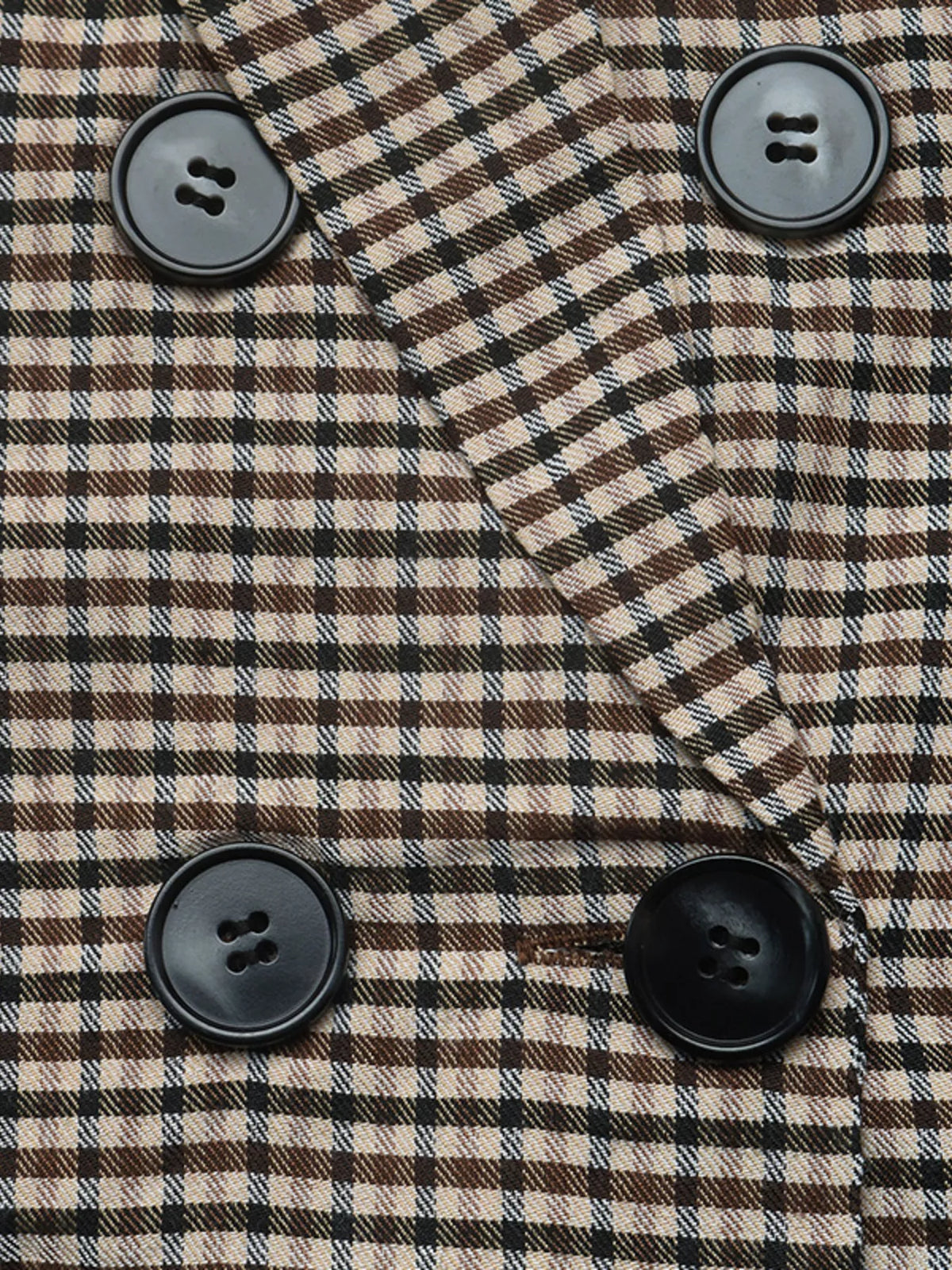 Plaid Lapel Collar Double-Breasted Blazer