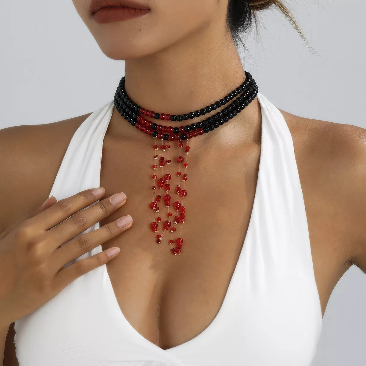 Halloween Multi-Layered Beaded Choker Necklace
