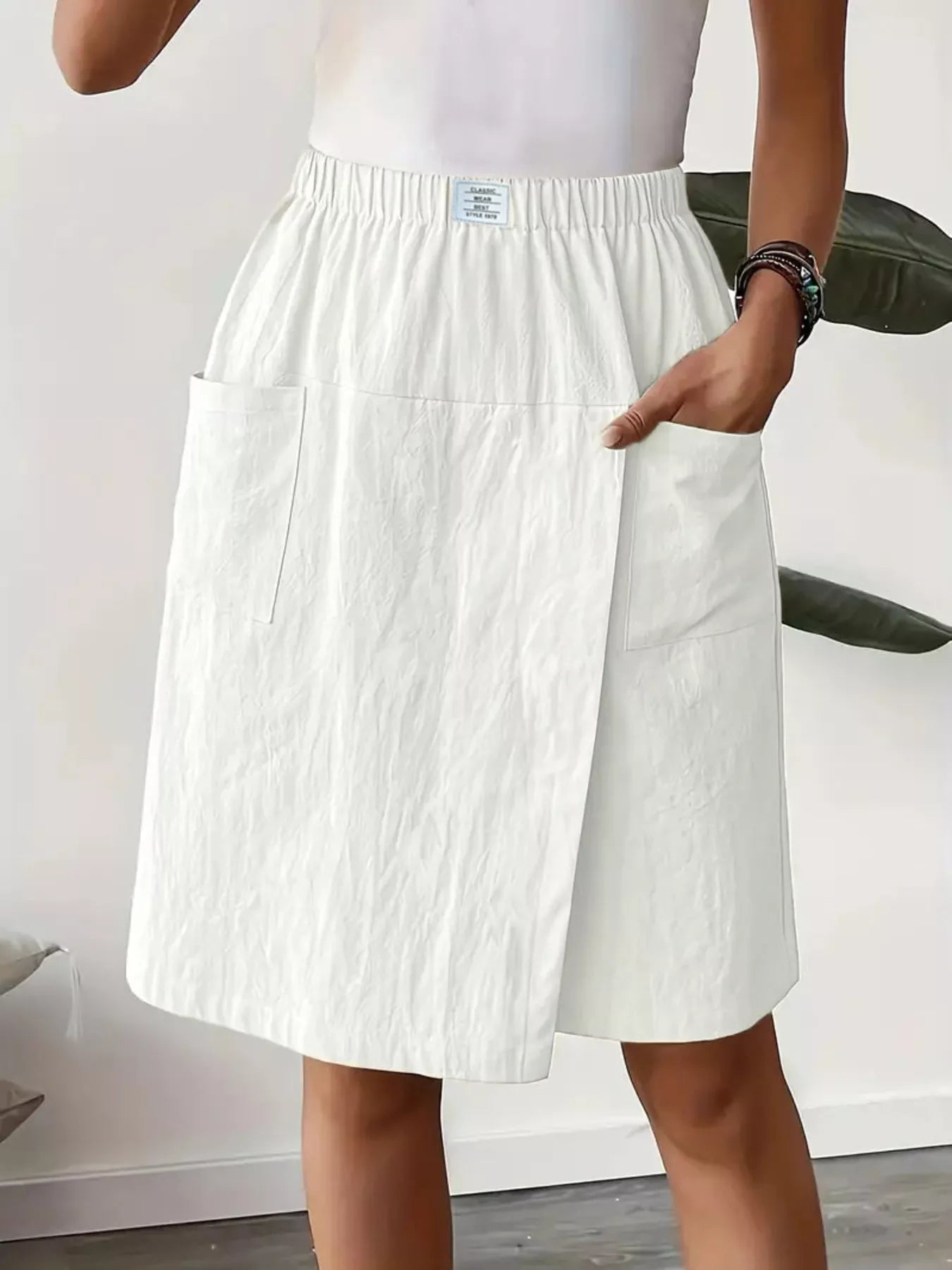 Elastic Waist Wrap Skort