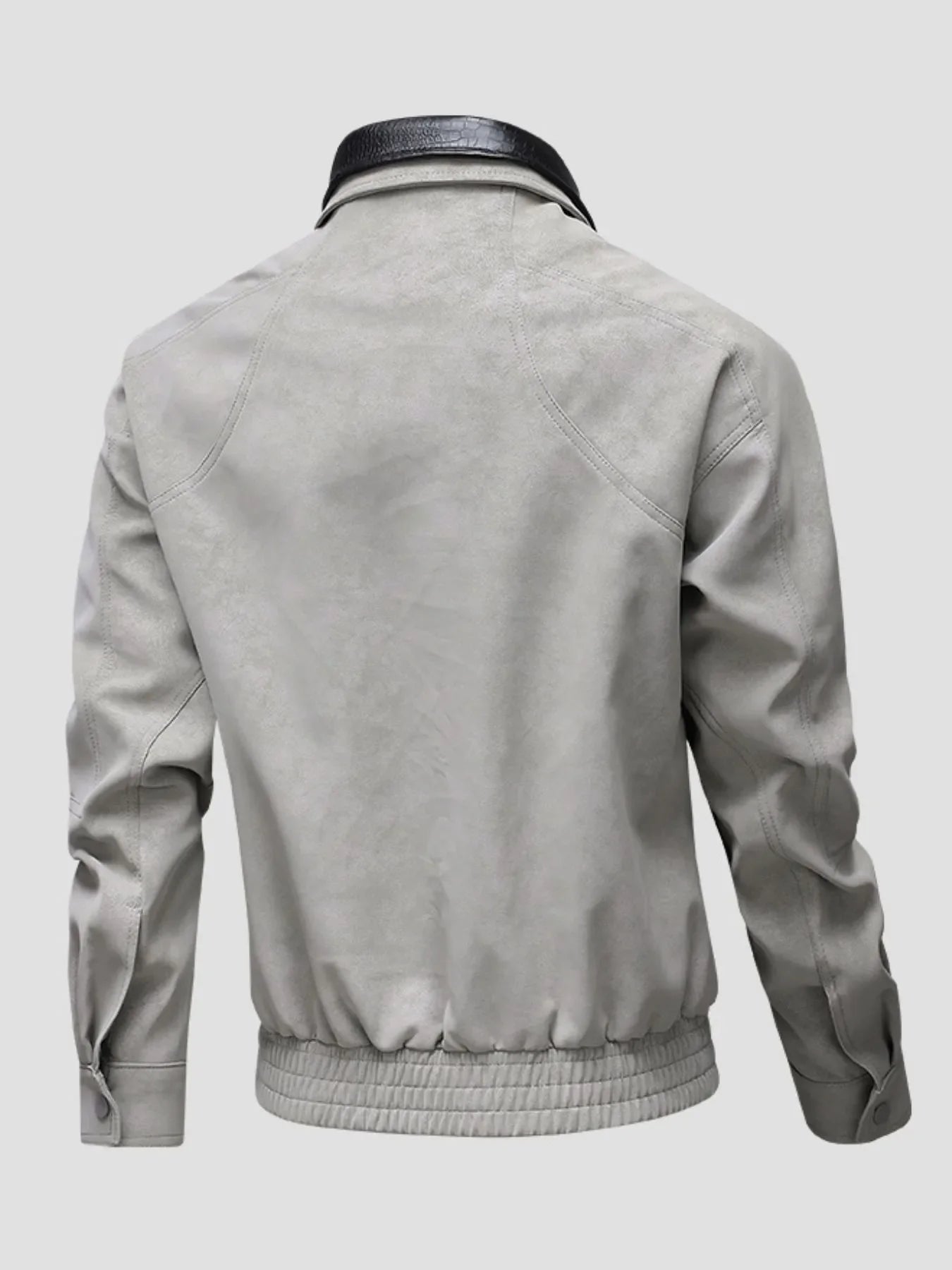Men's Plus Size Leather Bomber Jacket with Full Zip Front