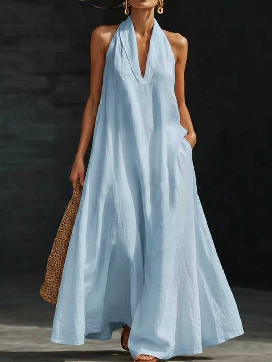 Full Size Halter Neck Sleeveless Maxi Dress Plus Size