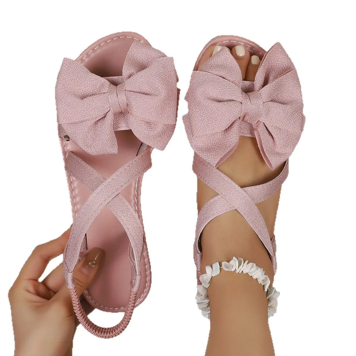 Bow-Tie Cross-Strap Comfort Sandals